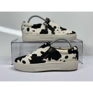 Volatile Normande Cow Hide Slip Ons - Womens Size 6 Black And White Casual Shoes
